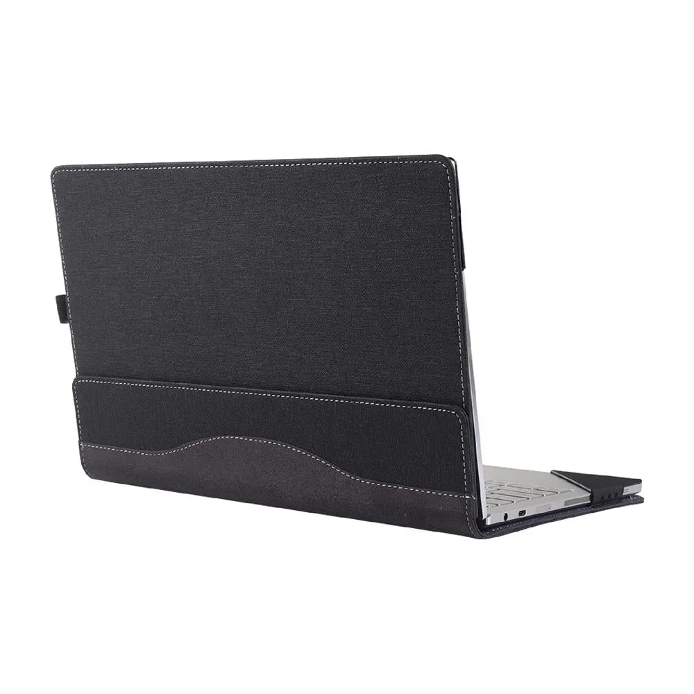 15.6 Inch Multifunctional Laptop Case With Stand - Black Pu Leather