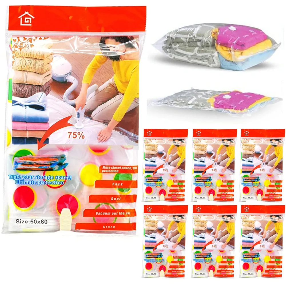 6 Spacesaver Premium Vacuum Storage Compression Bags Seal Travel Clothes Blanket