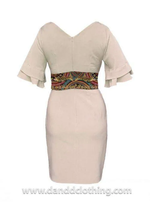 Beige African Office Dress