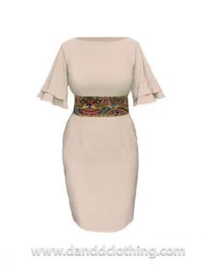 Beige African Office Dress