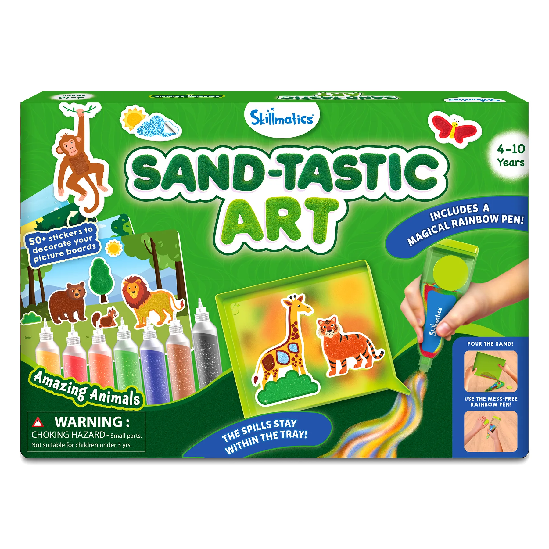 Skillmatics Art & Craft Activity - Sand-Tastic Art Animals, Mess-Free Sand Art for Kids, Craft Kits & Supplies, DIY Creative Activity, Gifts for Girls & Boys Ages 4, 5, 6, 7, 8, 9, 10