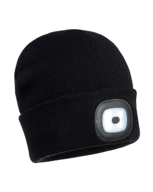 USB Rechargeable LED Light Beanie - Black