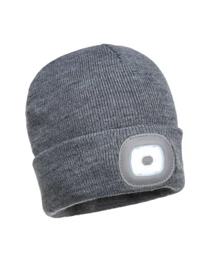 USB Rechargeable LED Light Beanie - Grey