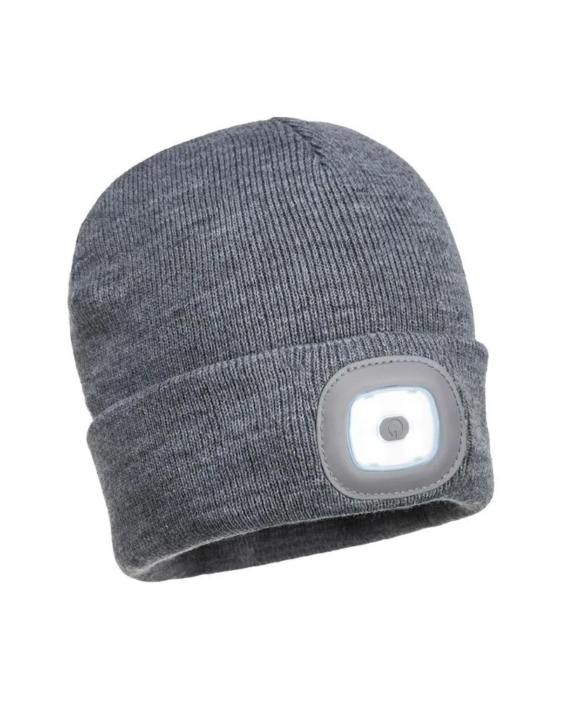 USB Rechargeable LED Light Beanie - Grey